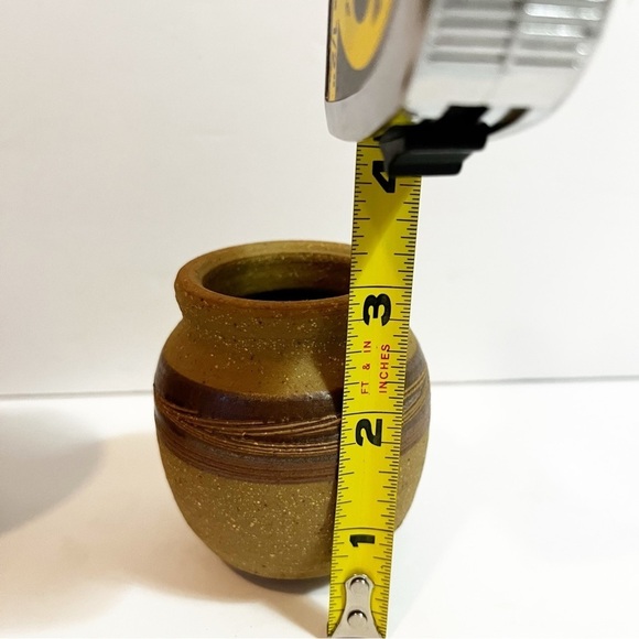Indigenous Earthenware Small Pot Sanded Painted Pottery Signed Succulent Air 2x - Picture 11 of 13